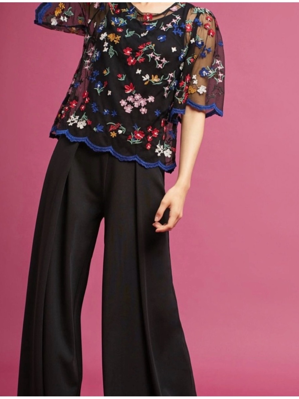 Maeve Black and Red Floral Blouse